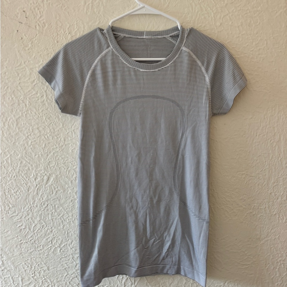 Black and white Striped athletic Top